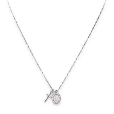 Amen Collana Donna Argento e Zirconi Bianchi