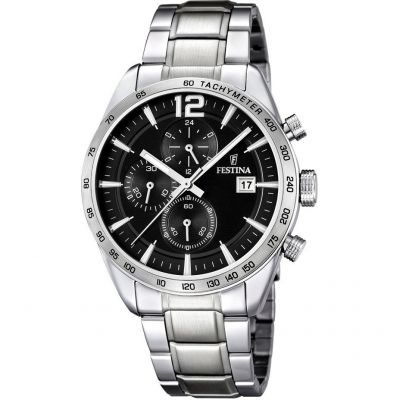 Festina Orologio Uomo Acciaio Silver Cronografo Nero