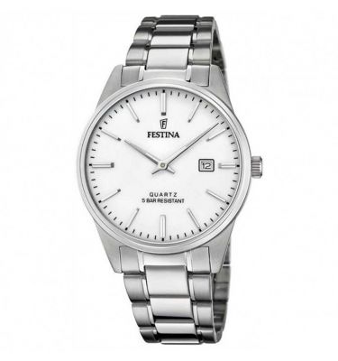 Festina Solo Tempo Uomo Acciaio Quadrante Bianco