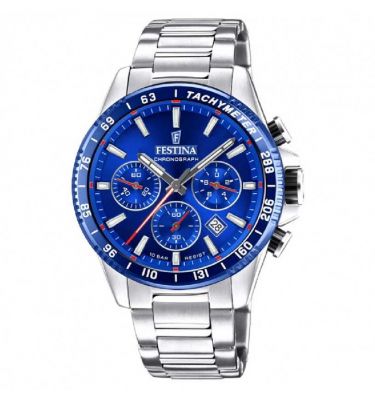Festina Cronografo Uomo Acciaio Quadrante Azzurro