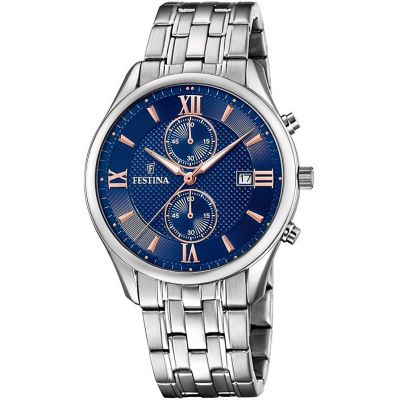 Festina Orologio Cronografo Uomo Acciaio Quadrante Blu