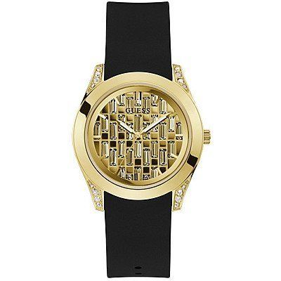 Guess Orologio Solo Tempo Donna Acciaio Gold e Silicone Nero Clarity