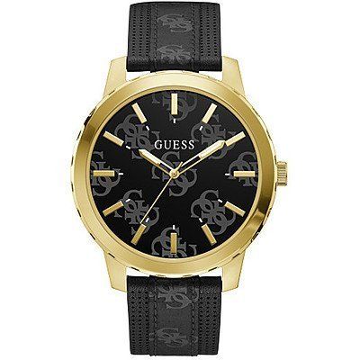 Guess Orologio Solo Tempo Uomo Acciaio Gold e Pelle Nero Outlaw