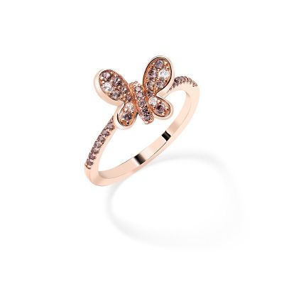 Amen Anello Donna Argento Rosè Farfalla Zirconata - 14