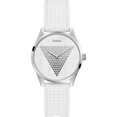 Guess Orologio Solo Tempo Donna Acciaio Cristalli e Silicone Bianco