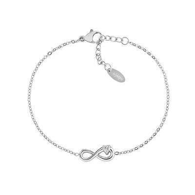 Amen Bracciale Acciaio Infinito e Cuore Bianco