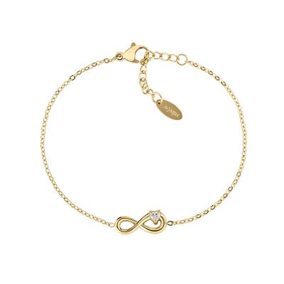Amen Bracciale Acciaio Gold Infinito e Cuore Bianco