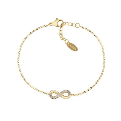 Amen Bracciale Acciaio Gold Infinito con Zirconi