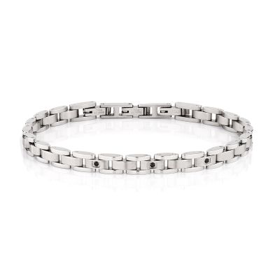 Amen Bracciale Acciaio e Diamanti Neri