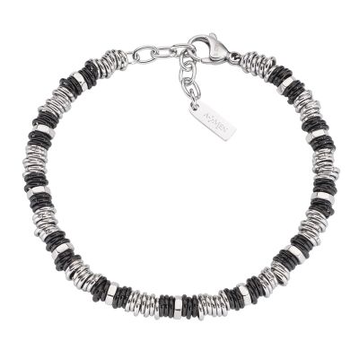 Amen Bracciale Elementi Acciaio e Pvd Neri