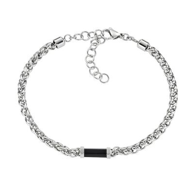 Amen Bracciale Acciaio con Agata Nera