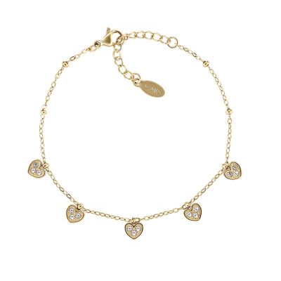 Amen Bracciale Acciaio Gold Cuori e Zirconi