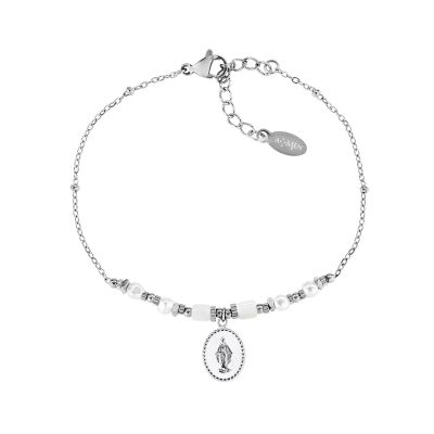 Amen Bracciale Acciaio Madonnina con Agata