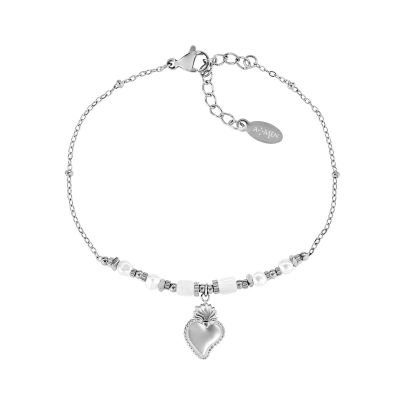 Amen Bracciale Acciaio Cuore Sacro e Agata