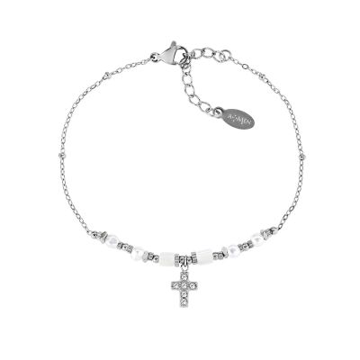 Amen Bracciale Acciaio Croce e Agata