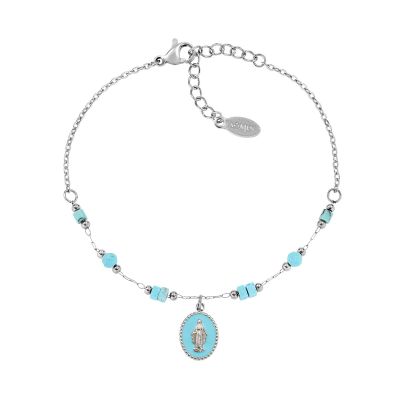 Amen Bracciale Acciaio Madonnina Agata Turchese