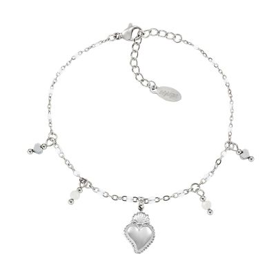Amen Bracciale Acciaio Cuore Sacro Agata e Cuore