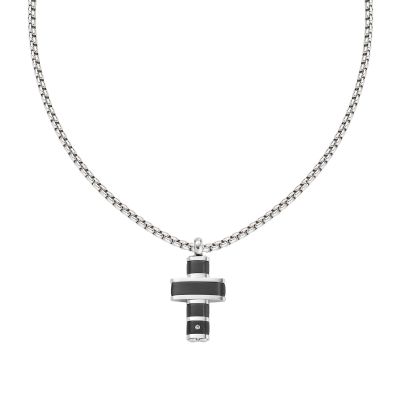 Amen Collana Uomo Acciaio Croce e Zircone