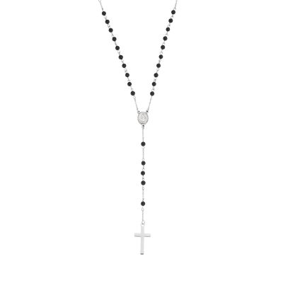 Amen Collana Rosario Acciaio Grani Neri