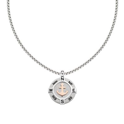 Amen Collana Acciaio Pendente Ancora Rosè