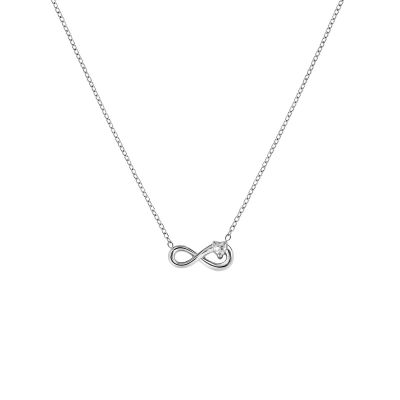 Amen Collana Acciaio Infinito e Cuore Bianco