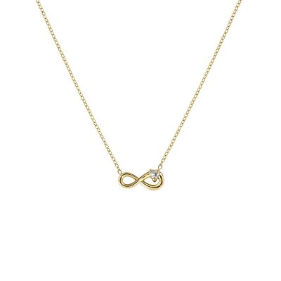 Amen Collana Acciaio Gold Infinito e Cuore Bianco