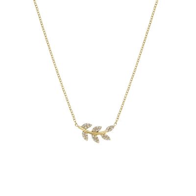 Amen Collana Acciaio Gold Ramo di Ulivo e Zirconi