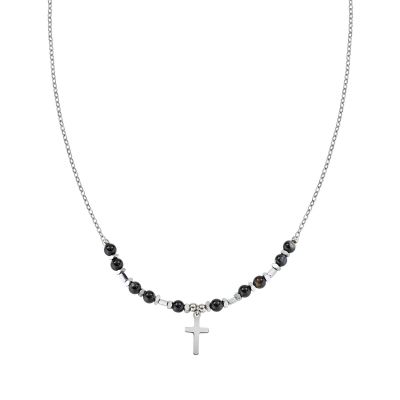 Amen Collana Acciaio Croce e Onice
