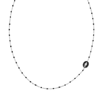 Amen Collana Acciaio Madonnina e Smalto Nero