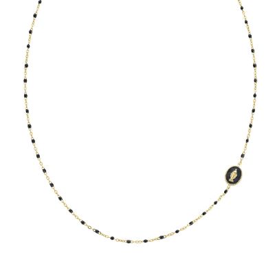 Amen Collana Acciaio Gold Madonnina e Smalto Nero