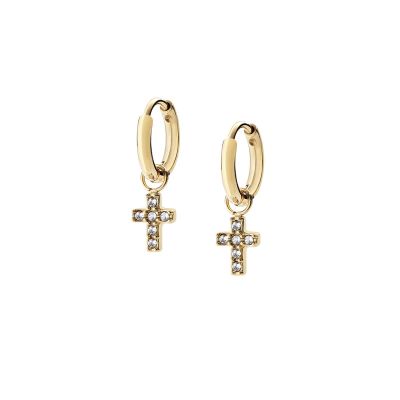 Amen Cerchi Acciaio Gold con Croce e Zirconi