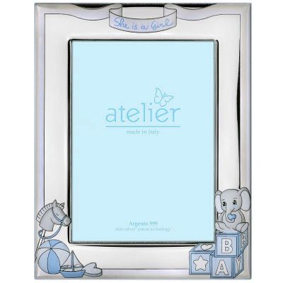 Atelier Cornice Bimbo Laminato Argento e Legno 13X18