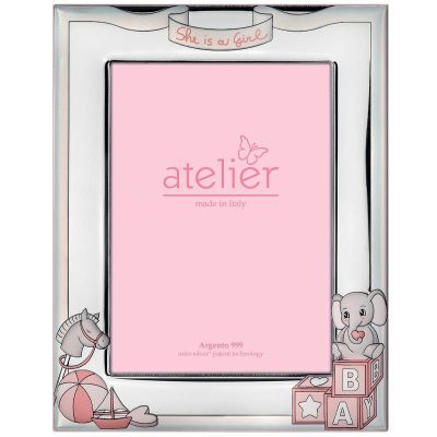 Atelier Cornice Bimba Laminato Argento e Legno 13X18
