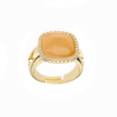 Barbieri Anello Metallo Dorato Cristallo Apricot