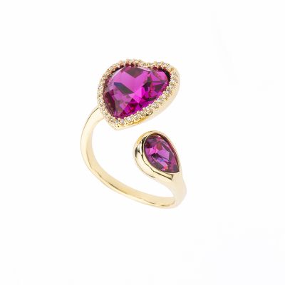 Barbieri Anello Metallo Dorato Cuore Fucsia