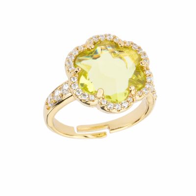 Barbieri Anello Metallo Dorato Cristallo Citrino