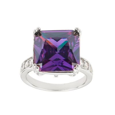 Barbieri Anello Metallo Rodiato Cristallo Ametista