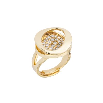 Barbieri Anello Metallo Dorato Zirconi Bianchi