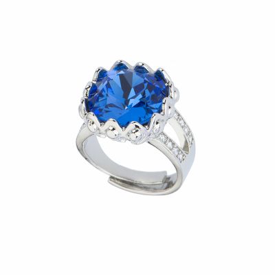 Barbieri Anello Metallo Rodiato Cristallo Zaffiro