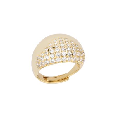 Barbieri Anello Metallo Dorato Zirconi Bianchi