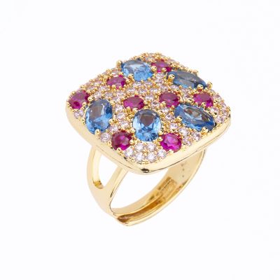 Barbieri Anello Metallo Dorato Rosa Fucsia e Blu