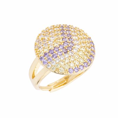 Barbieri Anello Metallo Dorato Zirconi Multicolor