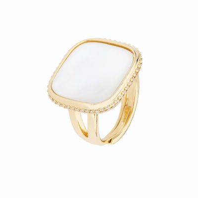 Barbieri Anello Metallo Dorato Madreperla e Zirconi