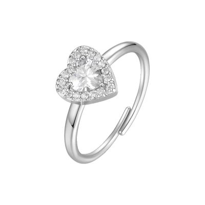 Luca Barra Anello Acciaio Cuore Bianco e Zirconi