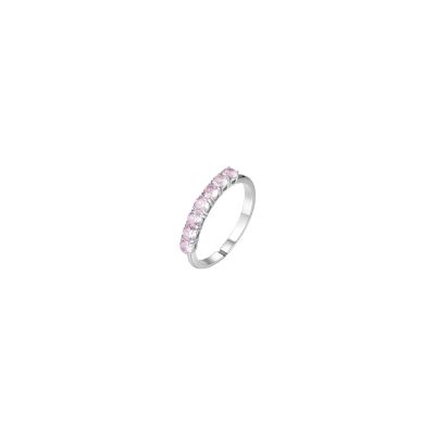 Luca Barra Anello Acciaio 7 Zirconi Rosa