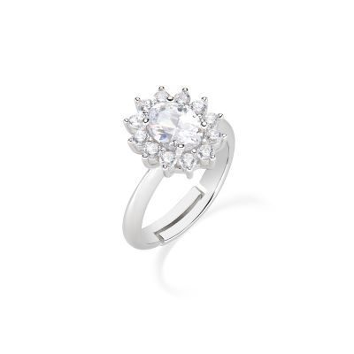 Amen Anello Regolabile Argento Royal Lady Bianco