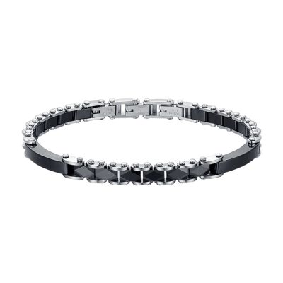 Luca Barra Bracciale Acciaio e Ceramica Nera