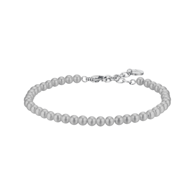 Luca Barra Bracciale Acciaio Perle Grigie 4mm