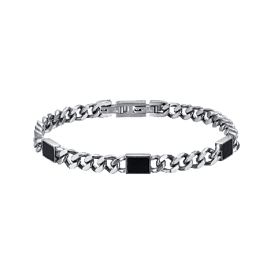 Luca Barra Bracciale Acciaio Elementi ip Nero