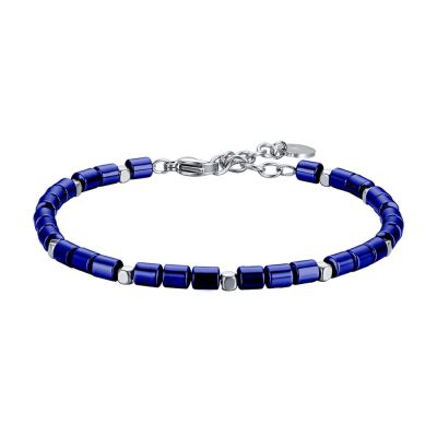 Luca Barra Bracciale Acciaio ed Ematite Blu
